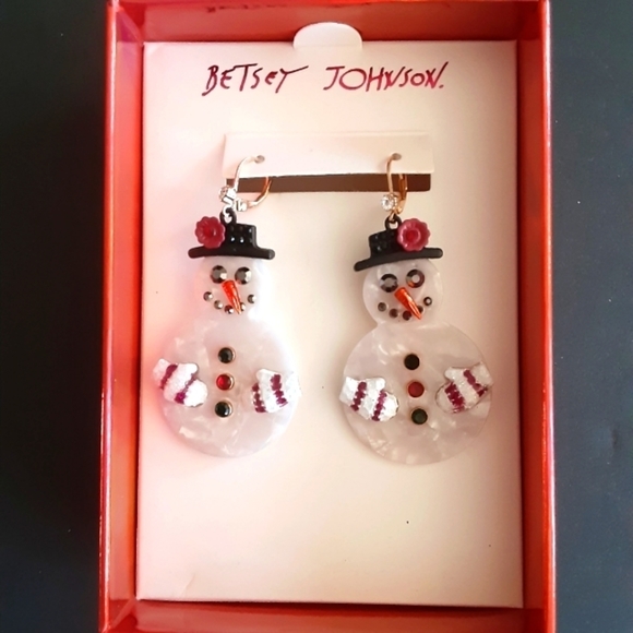 Betsey Johnson Jewelry - Betsey Johnson Snowman Dangle Earrings New In Box